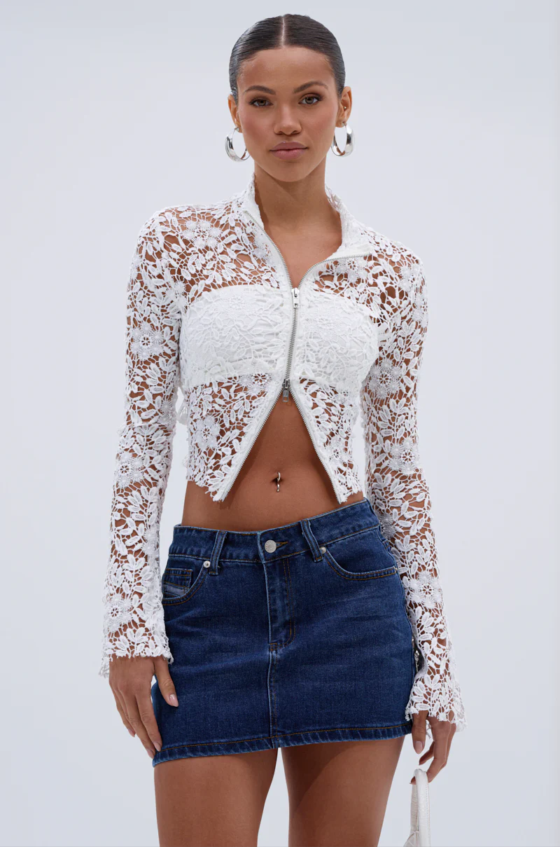 GIMME MORE LACE ZIP-UP TOP - Image 4