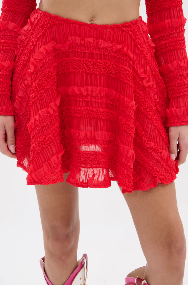 GIMME MORE SLINKY MINI SKIRT IN RED - Image 5