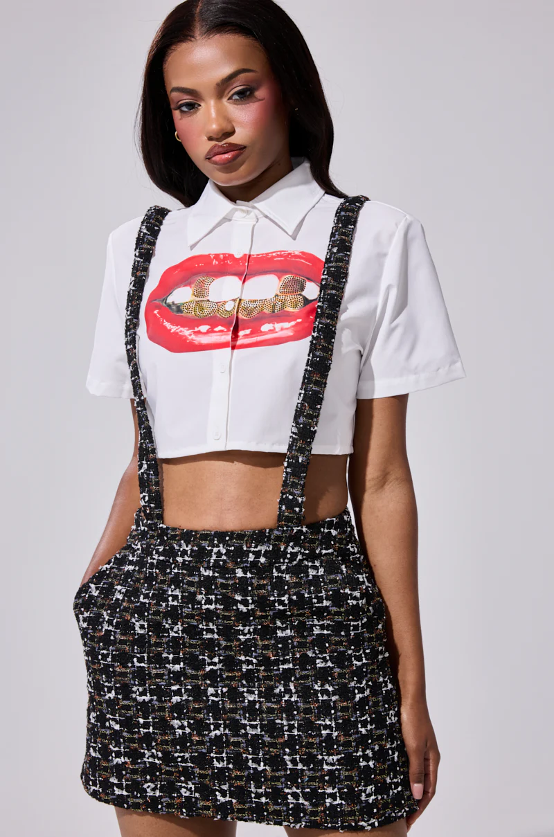 GIRLY POP TWEED OVERALL SKIRT - Image 3