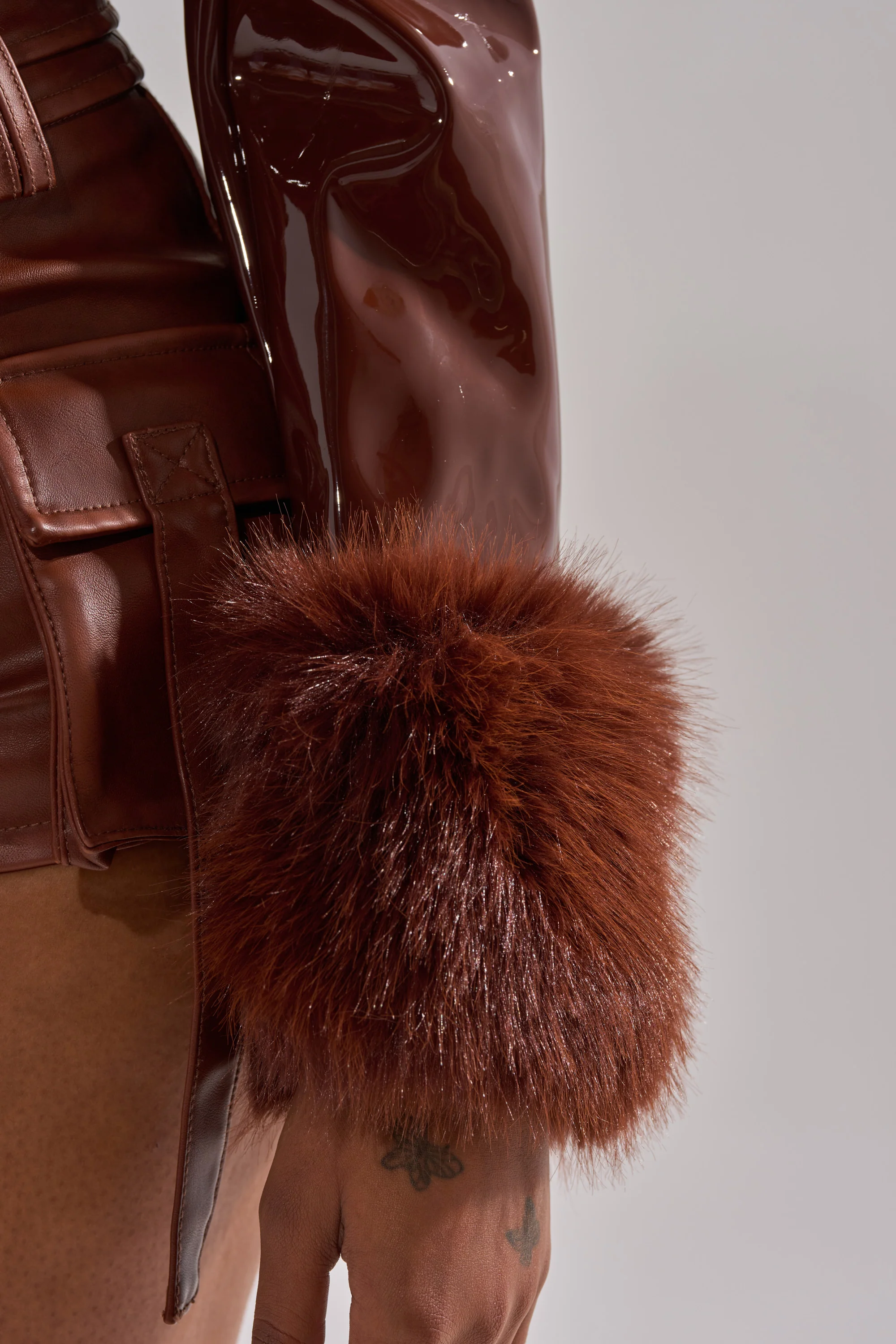 GISELE FUR TRIM MOTO IN PATENT - Image 10