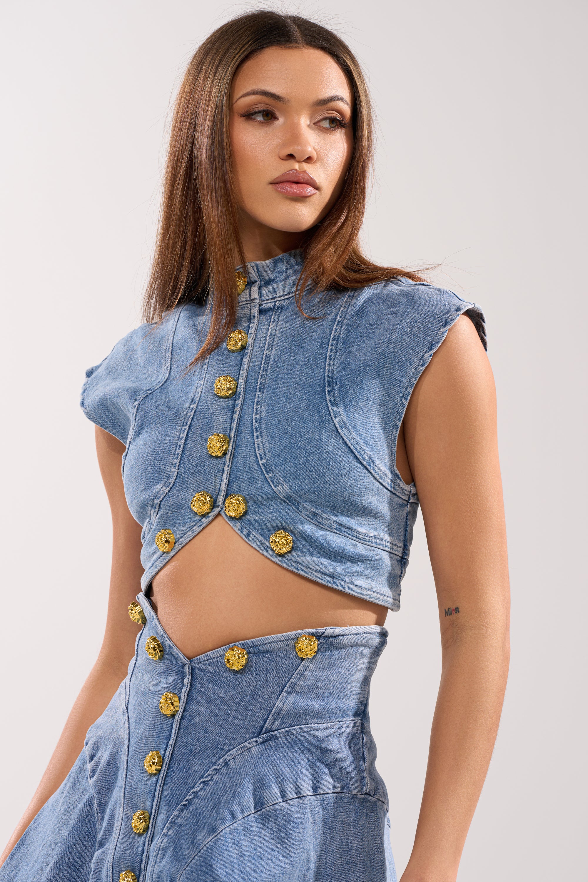 GIVE IT TO ME BABY DENIM BUTTON DOWN - Image 3