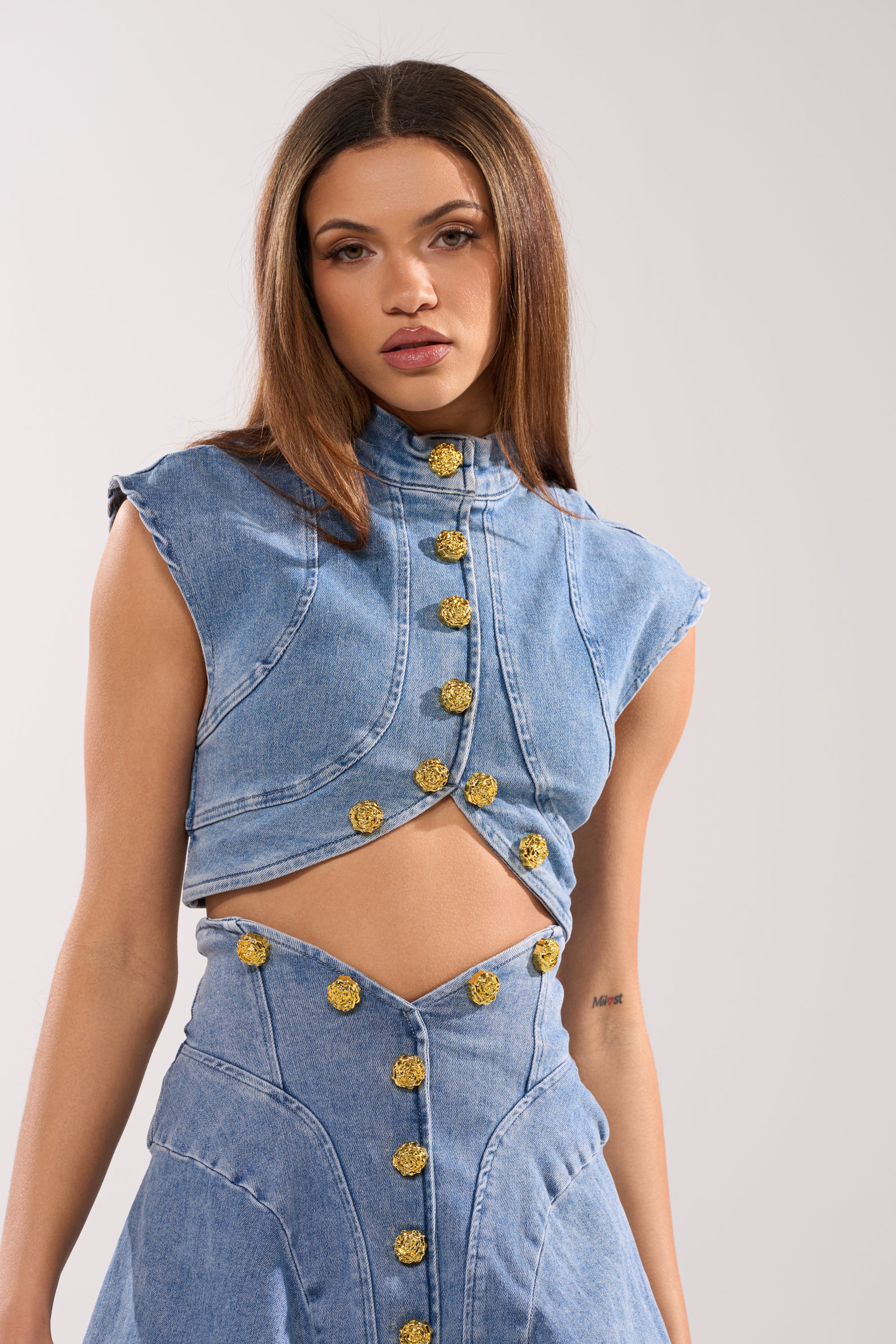GIVE IT TO ME BABY DENIM BUTTON DOWN - Image 4