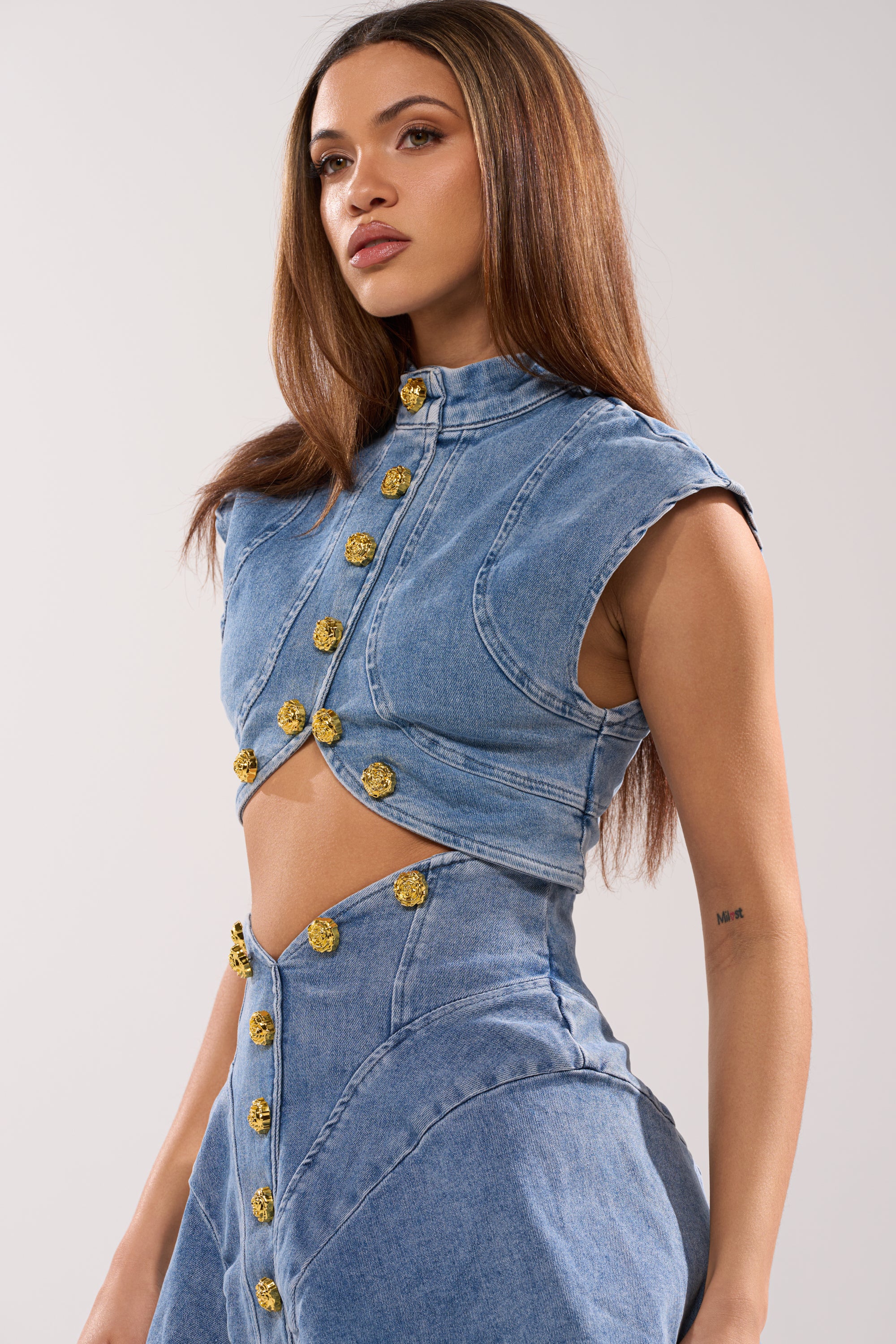 GIVE IT TO ME BABY DENIM BUTTON DOWN - Image 6