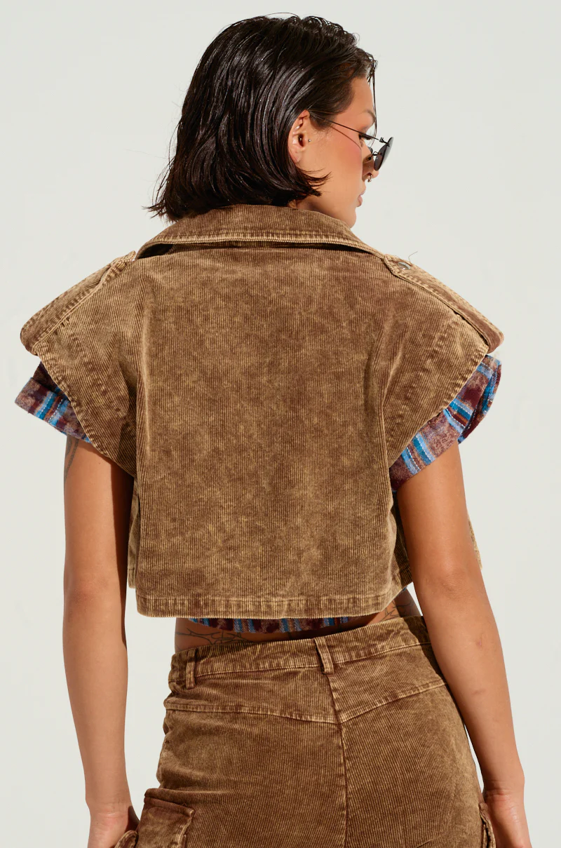 GIVE ME A REASON CORDUROY TOP IN BROWN - Image 3
