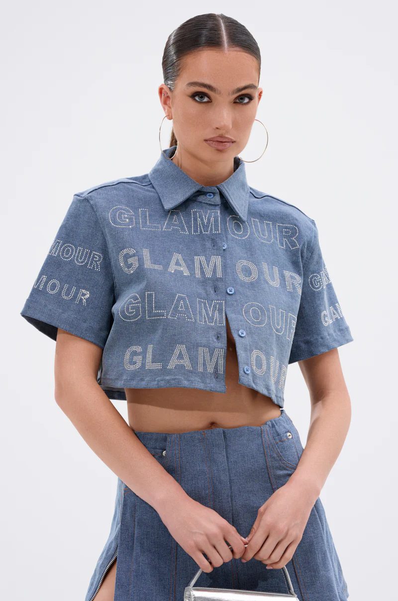 GLAM SQUAD DENIM BUTTON DOWN - Image 2