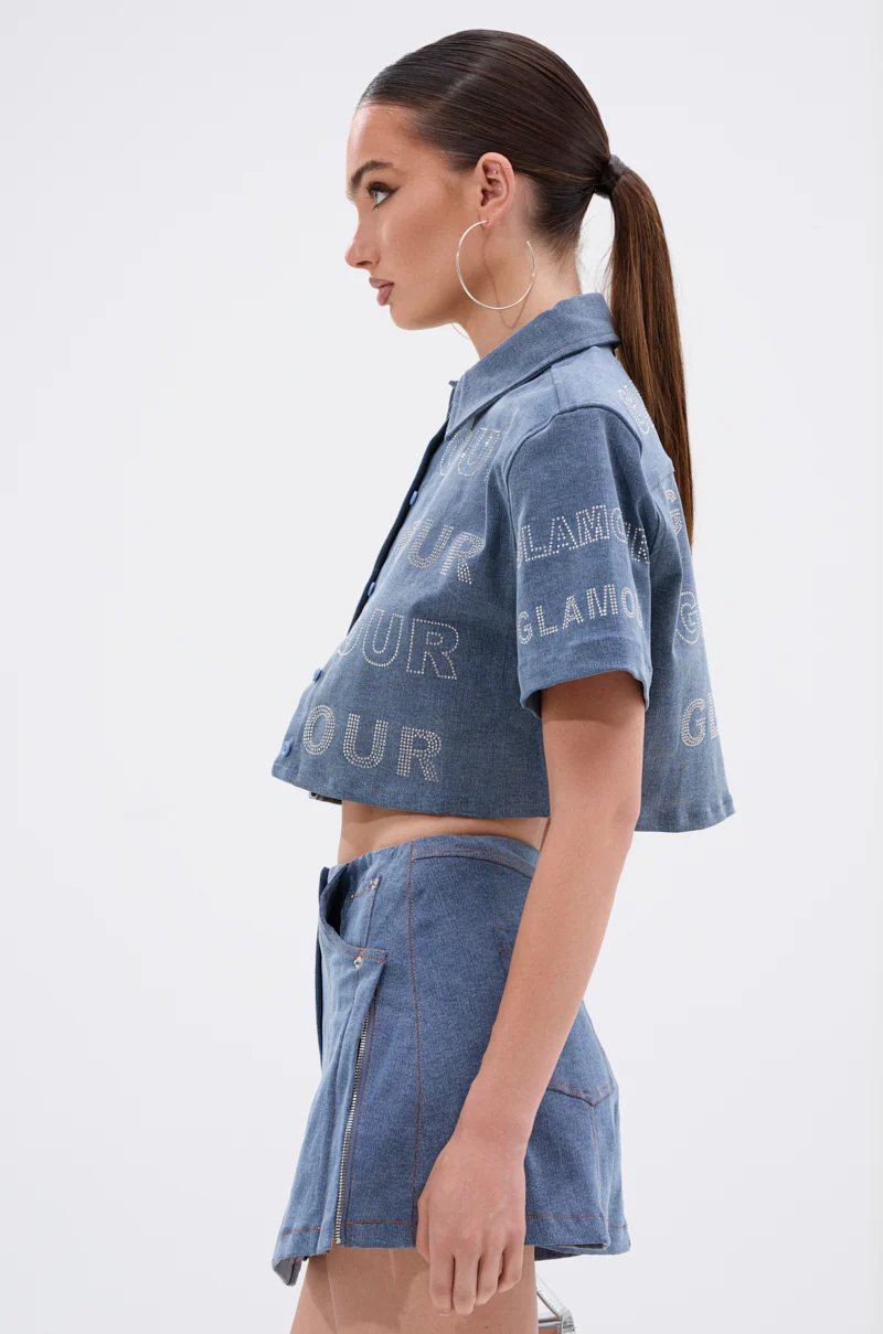 GLAM SQUAD DENIM BUTTON DOWN - Image 3