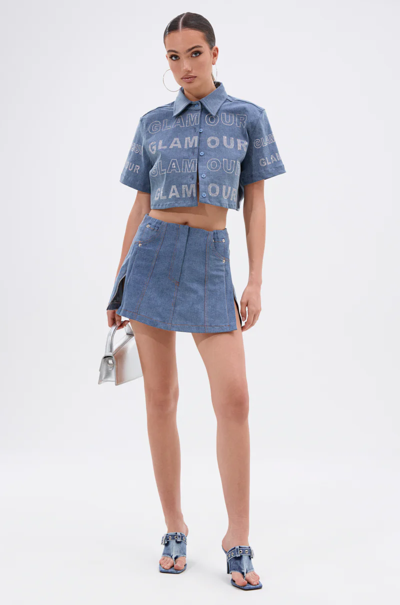 GLAM SQUAD DENIM BUTTON DOWN - Image 5