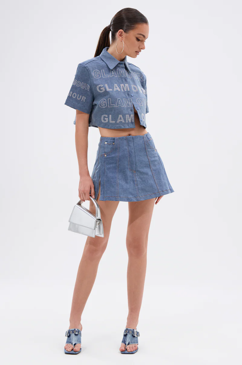 GLAM SQUAD DENIM BUTTON DOWN - Image 6