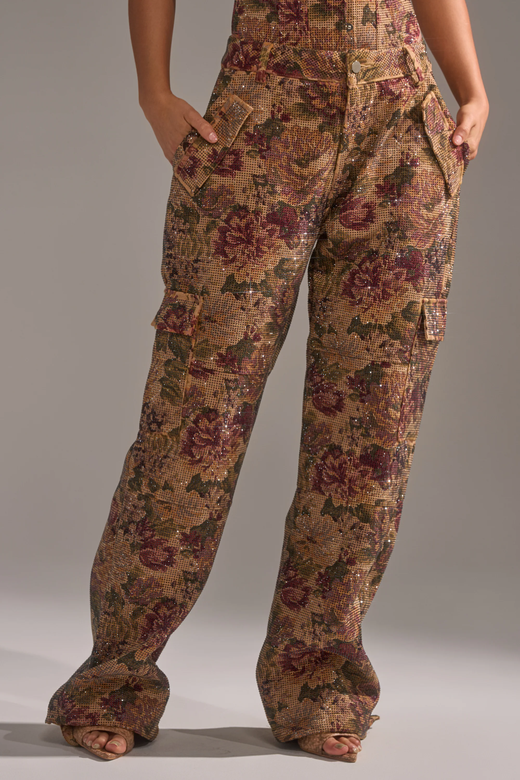GLAM SQUAD RHINESTONE BROCADE TROUSER - Image 2