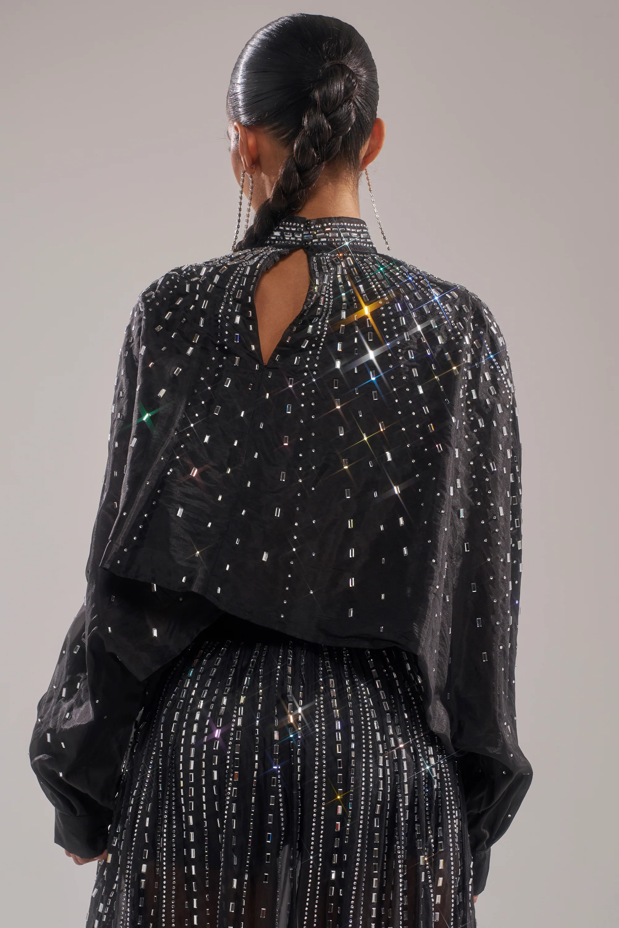GLAMOROUS RHINESTONE MOCK NECK BLOUSE - Image 5