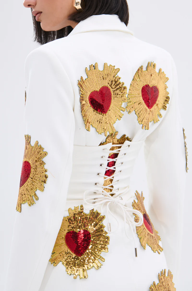GLISTENING IN GOLD BLAZER DRESS IN WHITE - Image 10
