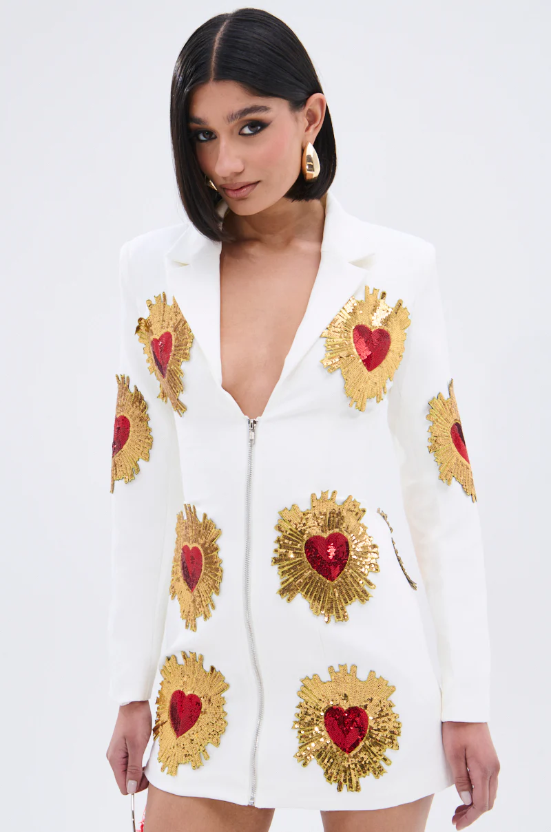 GLISTENING IN GOLD BLAZER DRESS IN WHITE - Image 2