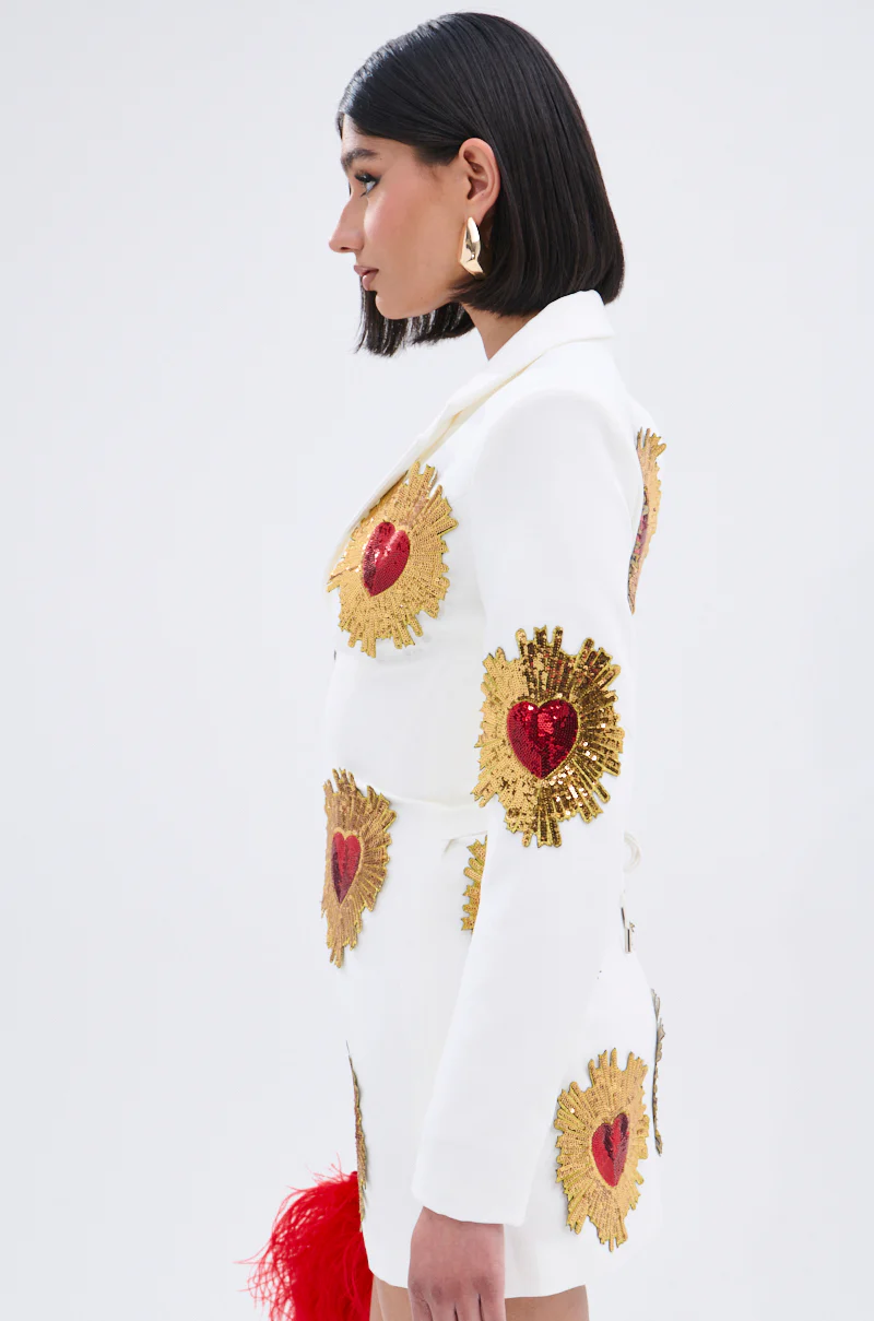 GLISTENING IN GOLD BLAZER DRESS IN WHITE - Image 3