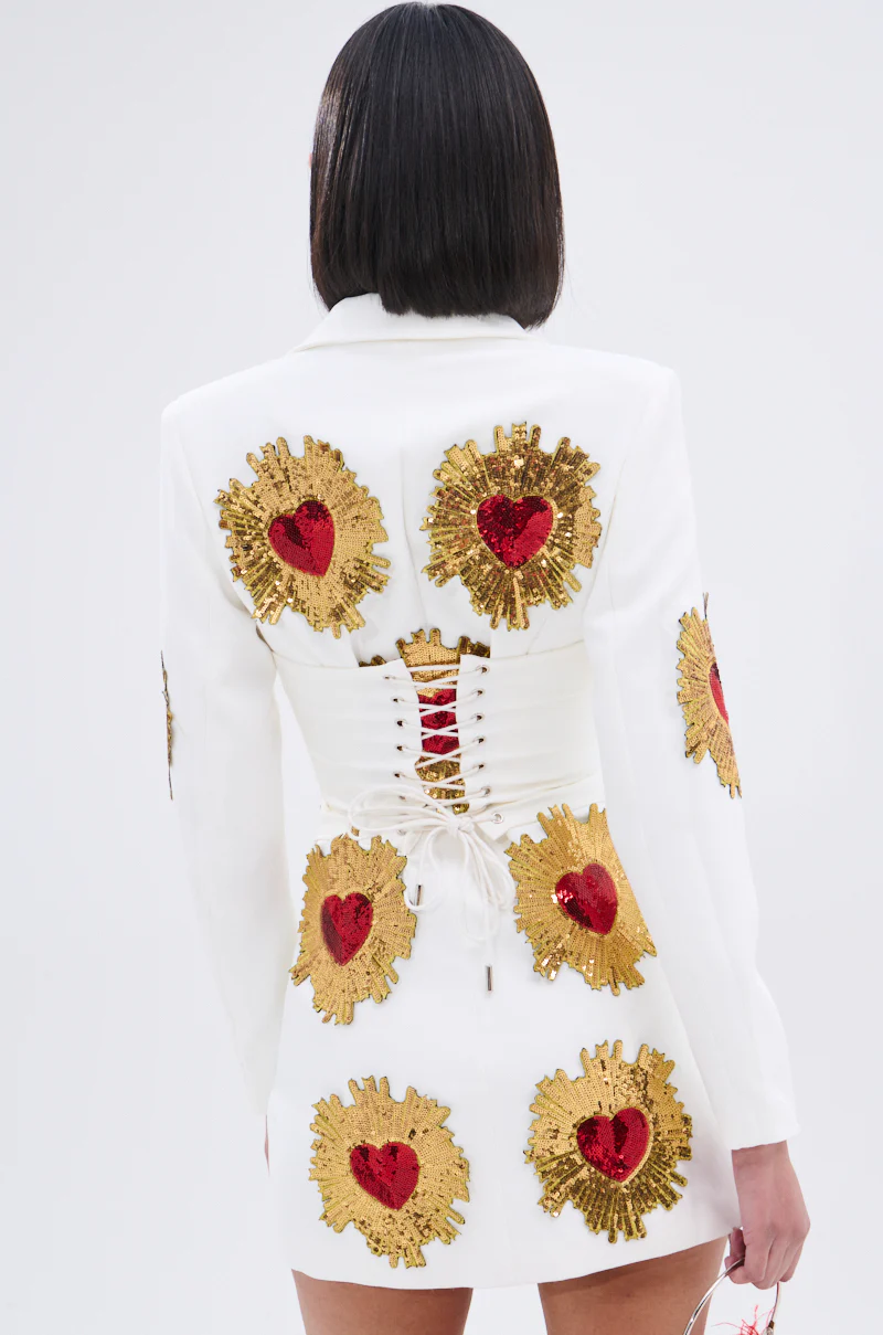 GLISTENING IN GOLD BLAZER DRESS IN WHITE - Image 4