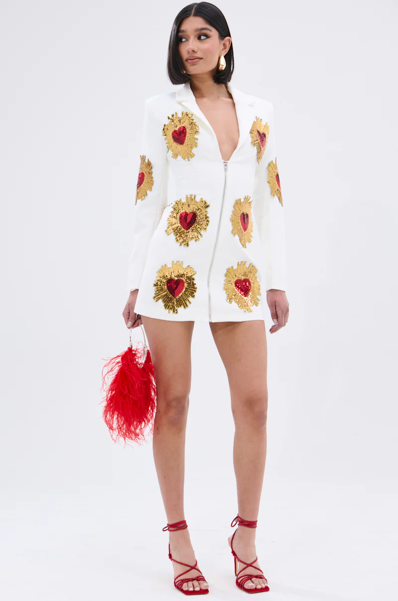 GLISTENING IN GOLD BLAZER DRESS IN WHITE - Image 5