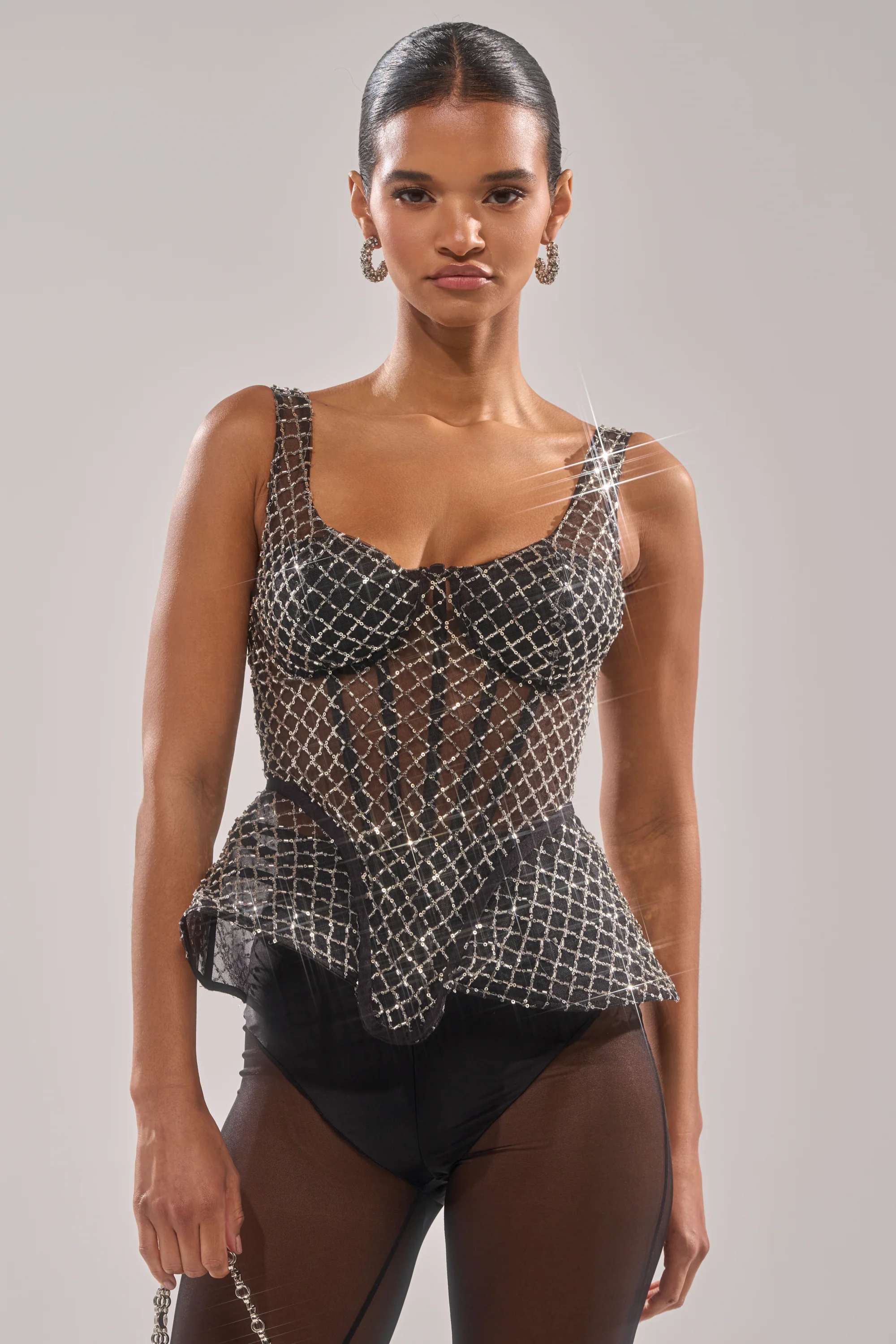 GLITZ AND GLAM SHEER RHINESTONE CORSET - Image 2