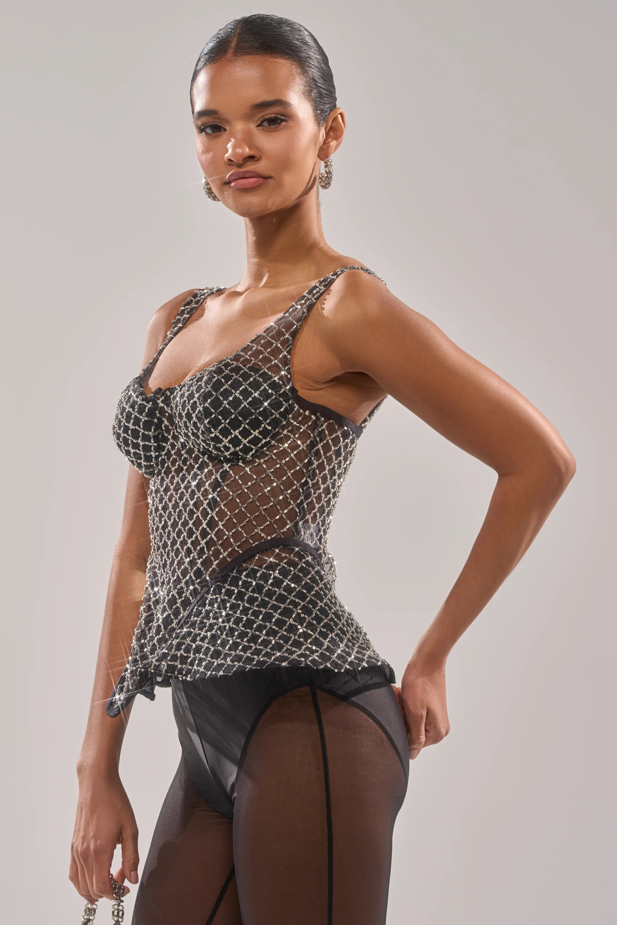 GLITZ AND GLAM SHEER RHINESTONE CORSET - Image 4
