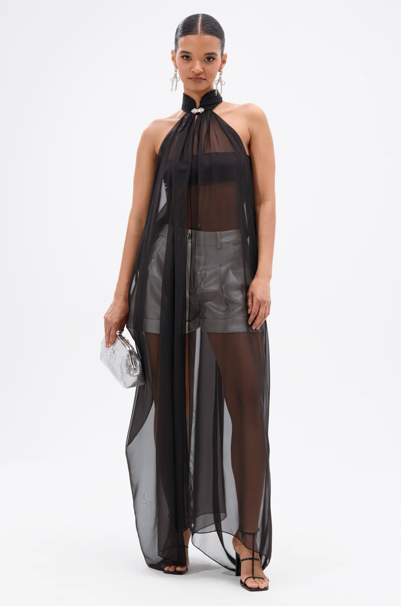 GLOWING CHIFFON BLOUSE IN BLACK - Image 4