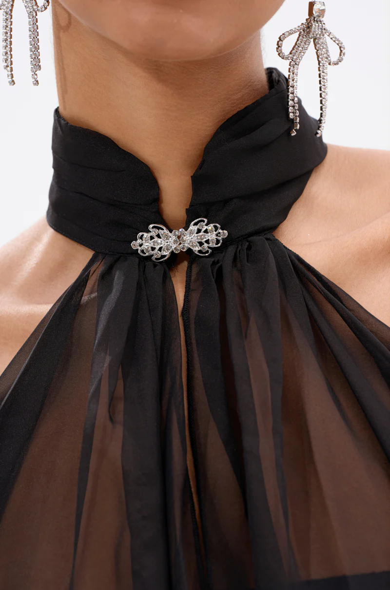 GLOWING CHIFFON BLOUSE IN BLACK - Image 7