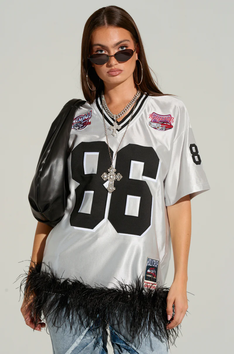 GO SPORTS FEATHER TRIM JERSEY DRESS - Image 2