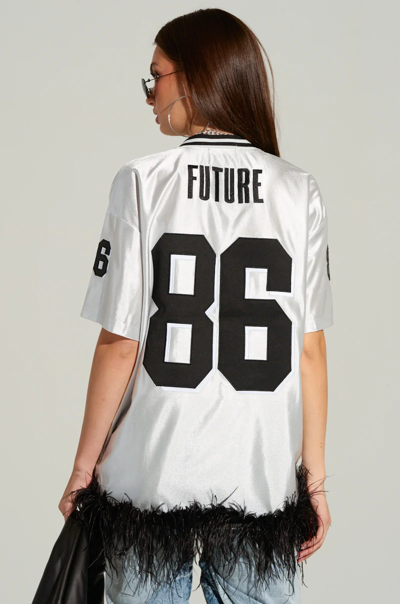 GO SPORTS FEATHER TRIM JERSEY DRESS - Image 4