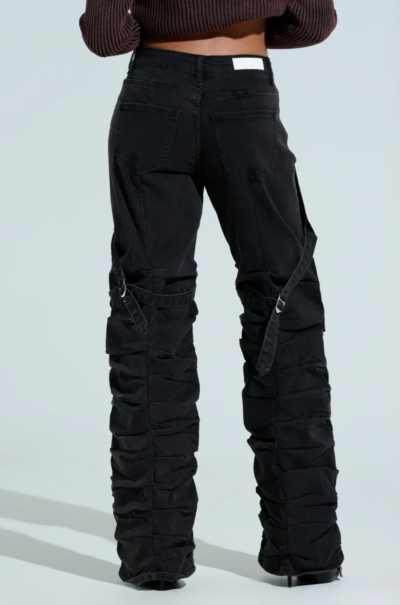 GOING CRAZY BLACK DENIM PANT WITH BUCKLE - Image 4