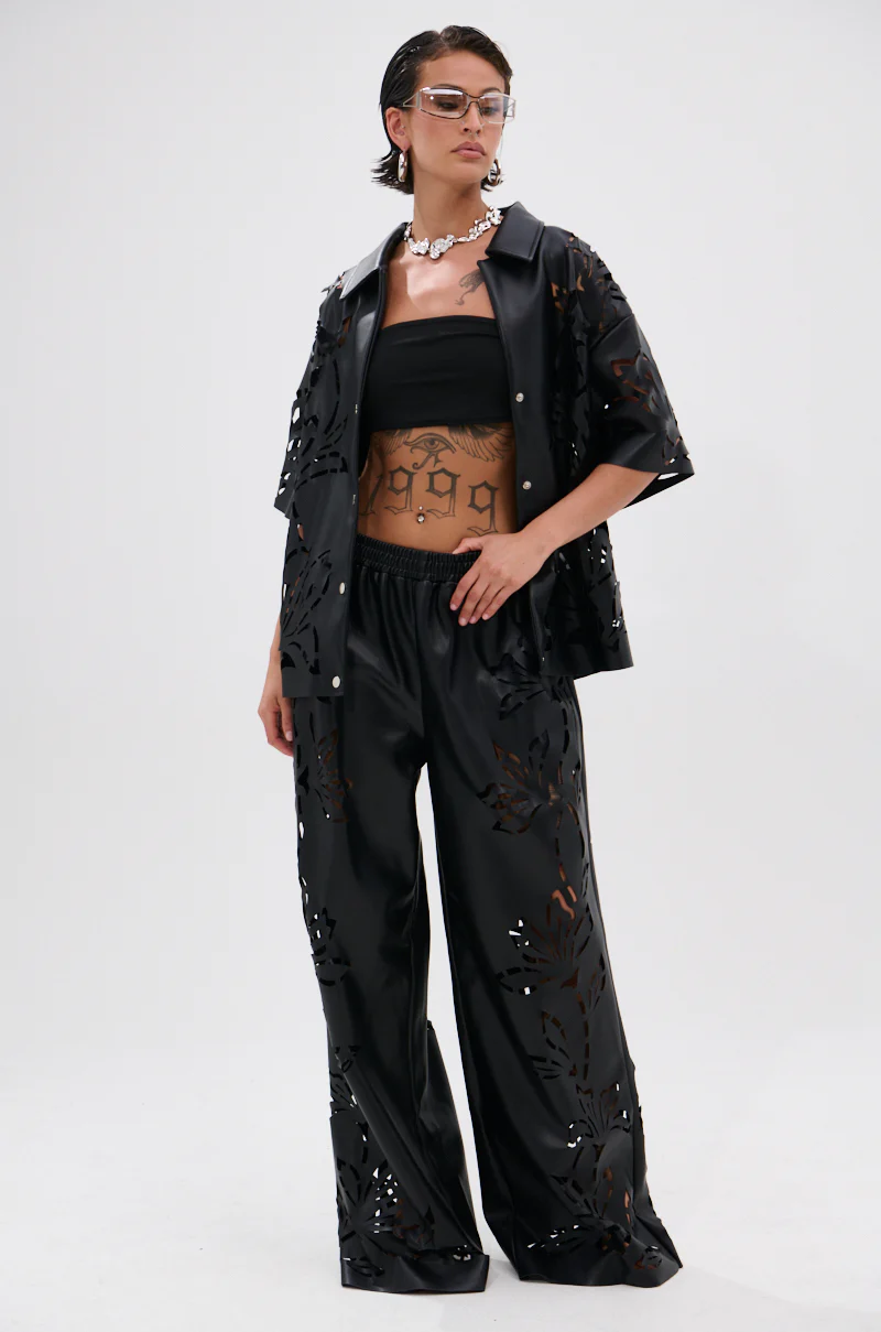 GOING CRAZY PU CUTOUT BUTTON DOWN TOP - Image 5