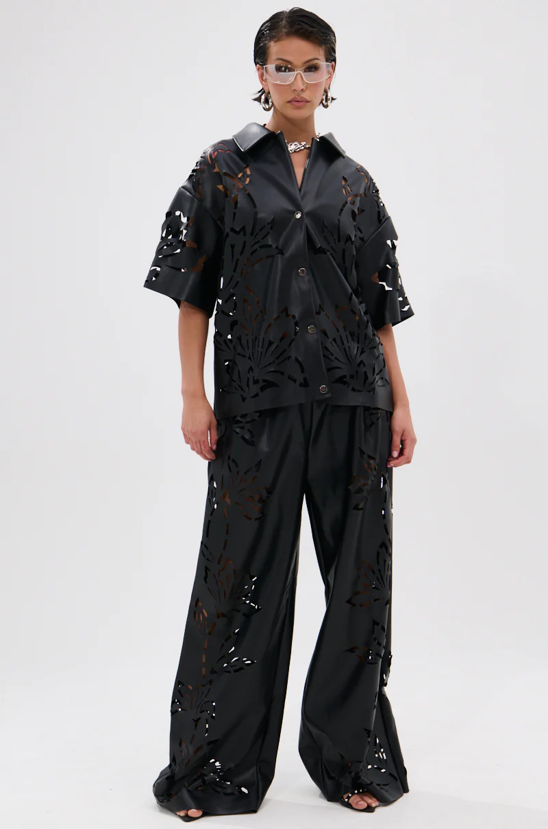 GOING CRAZY PU CUTOUT BUTTON DOWN TOP - Image 6