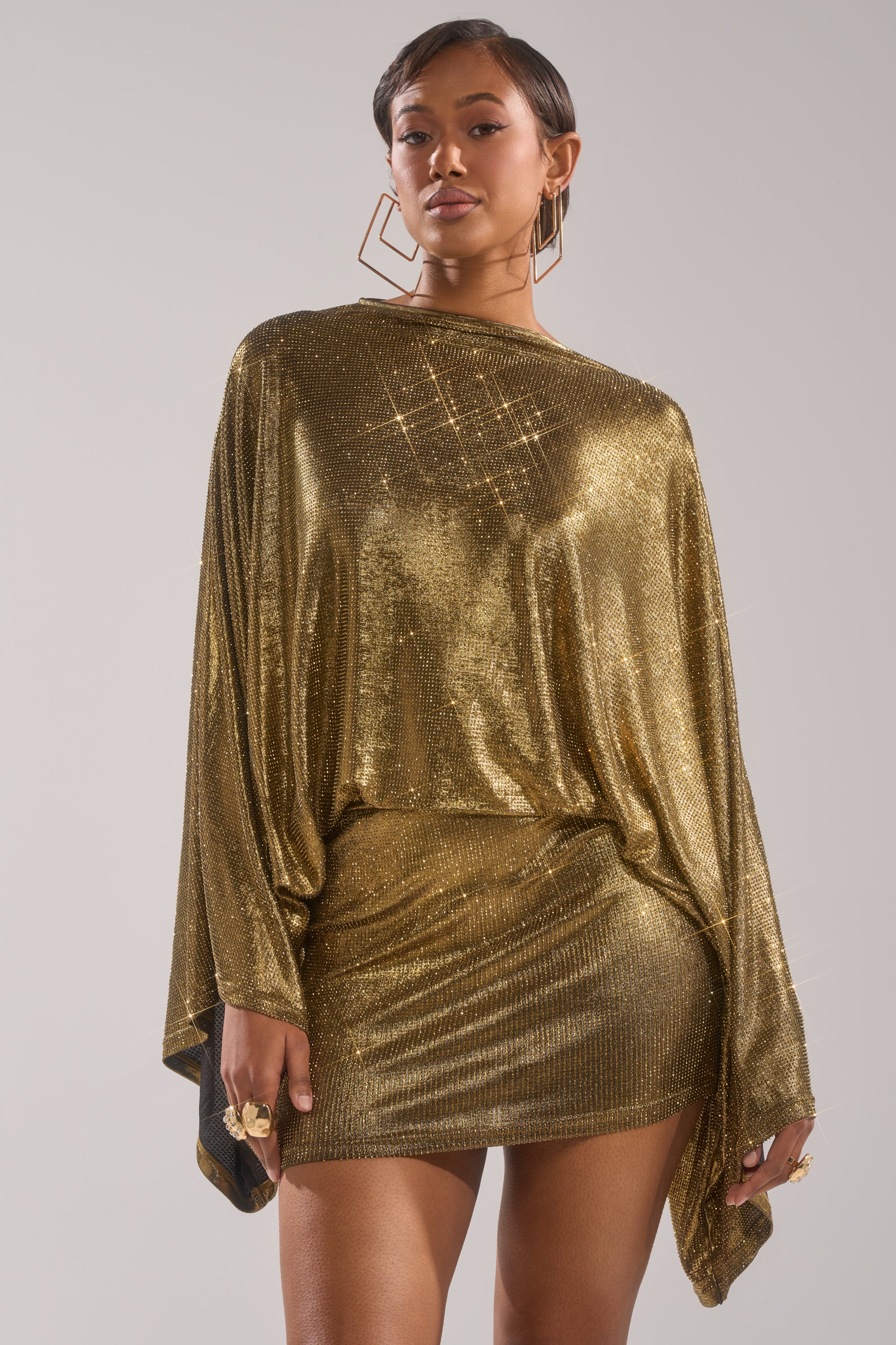 GOLDEN HOUR RHINESTONE MINI DRESS - Image 4