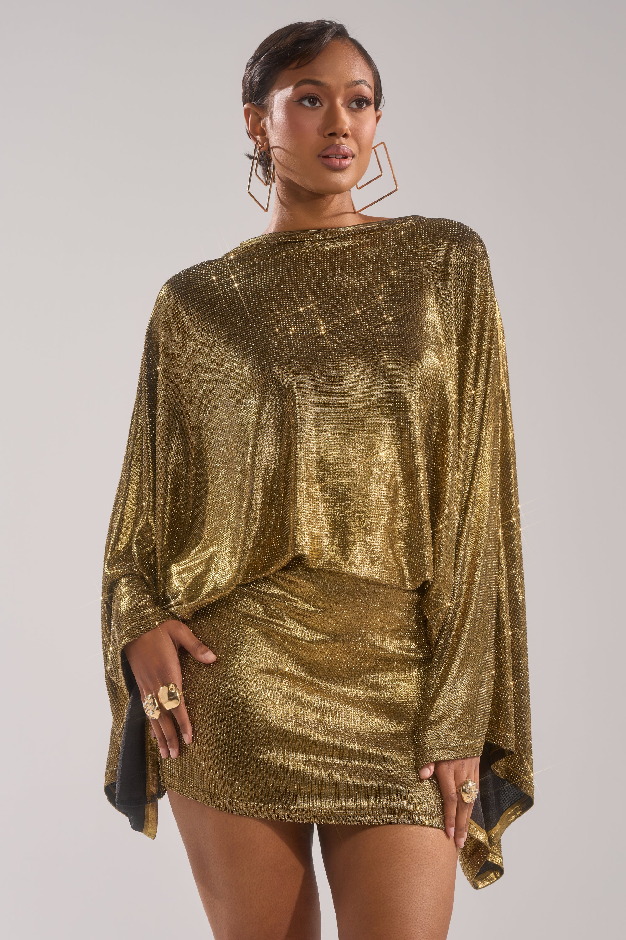 GOLDEN HOUR RHINESTONE MINI DRESS - Image 5