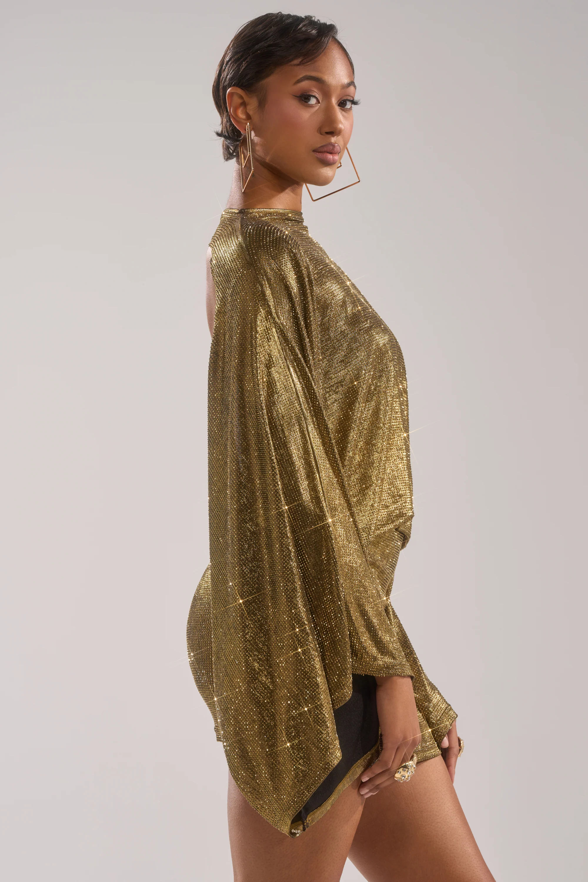 GOLDEN HOUR RHINESTONE MINI DRESS - Image 7