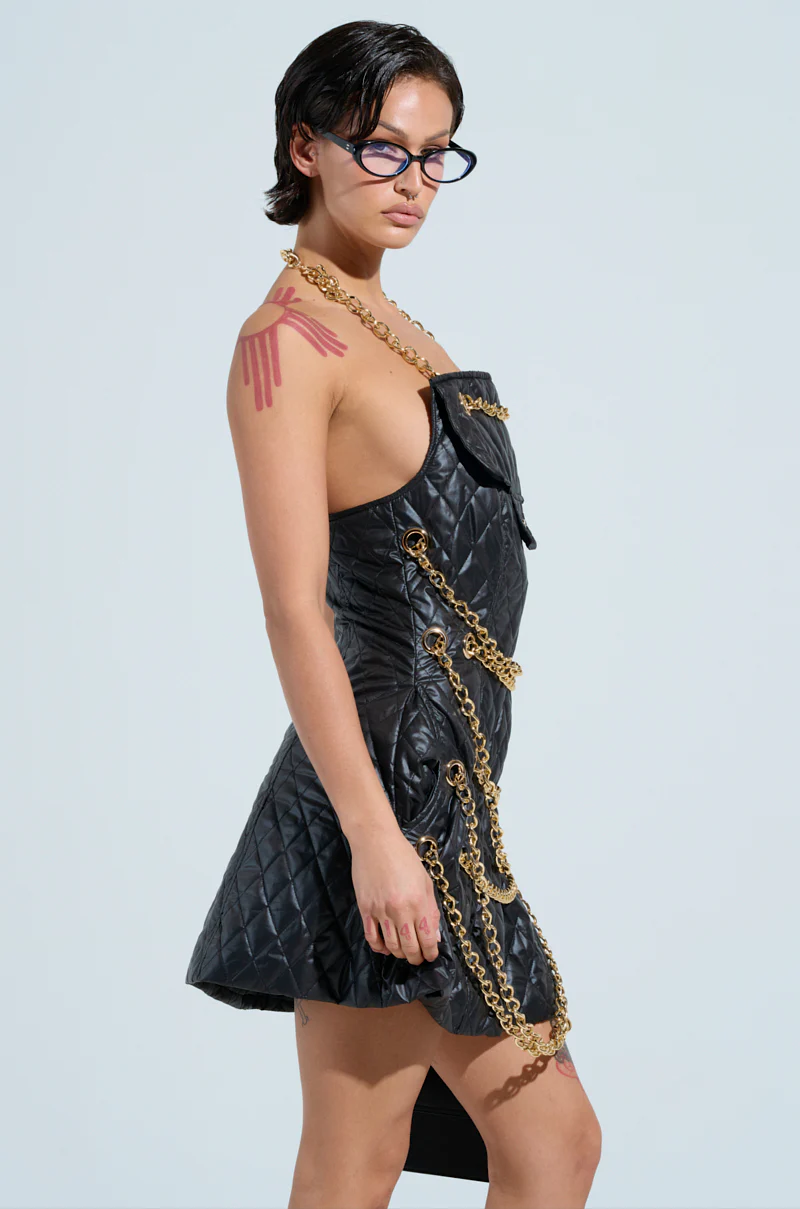 GOOD VIBES QUILTED NYLON MINI DRESS - Image 3