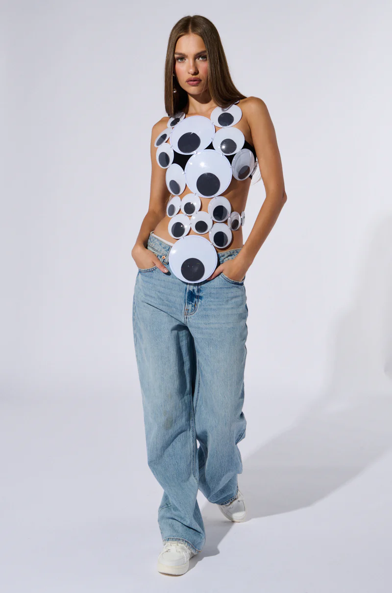 GOOGLY EYED SLEEVELESS FASHION TOP - Image 6