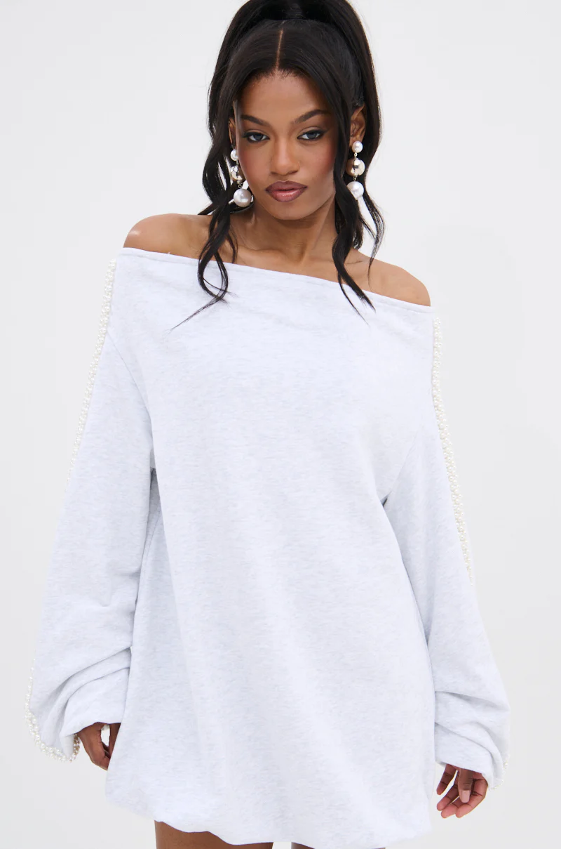 GORGINA OFF THE SHOULDER SWEATSHIRT DRESS - Image 3