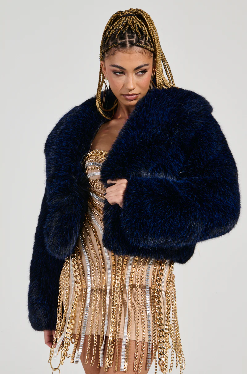 GOT THE BLUES FAUX FUR JACKET - Image 3