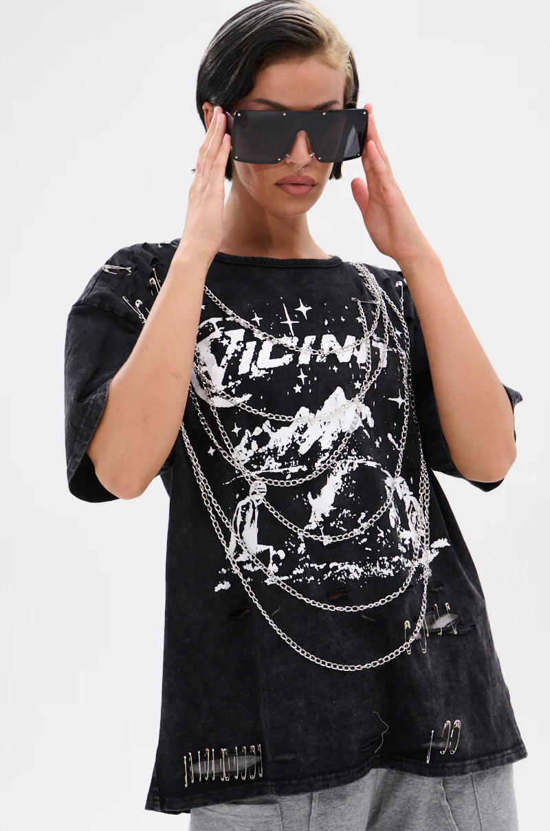 GOTH BAE OVERSIZED DISTRESSED TEE - Image 2