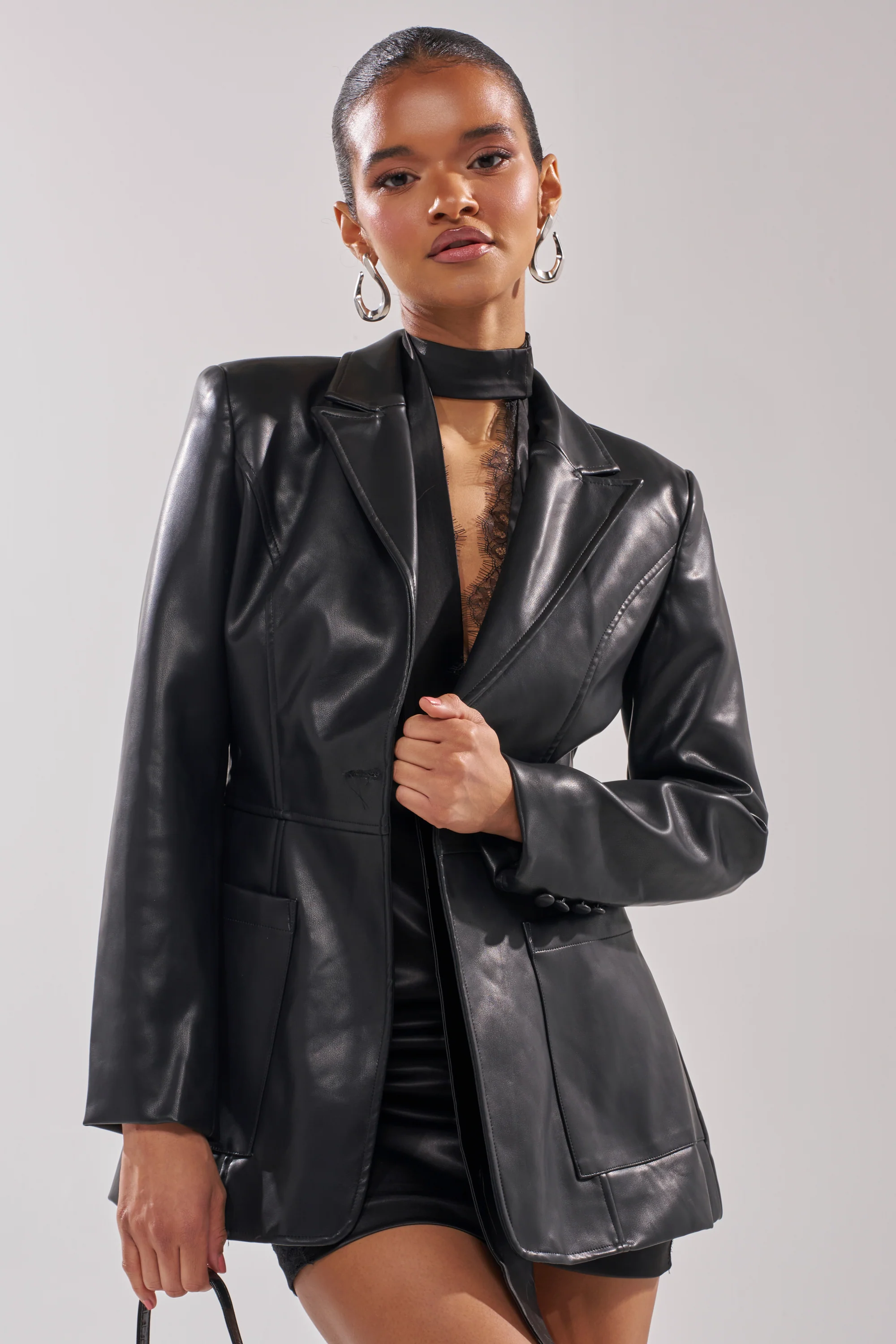 GOTTA GO FAUX LEATHER BLAZER - Image 4