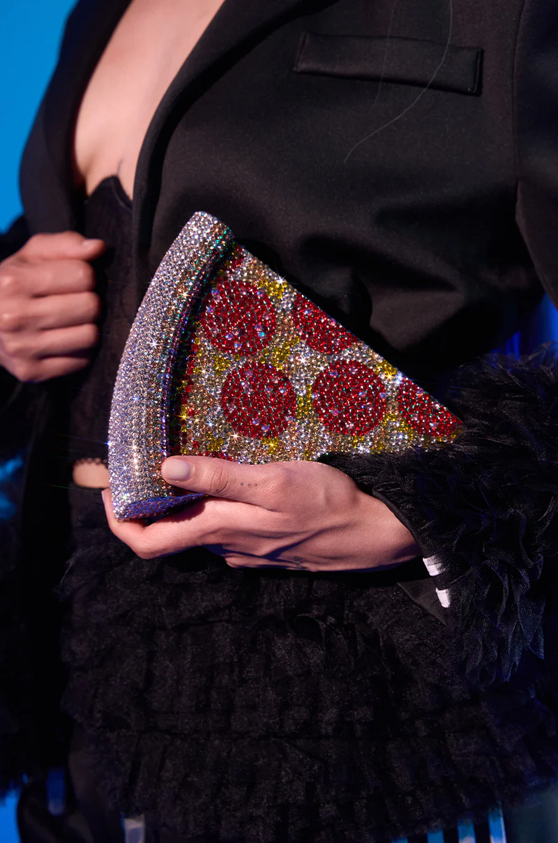 GRAB A SLICE RHINESTONE PIZZA CLUTCH - Image 2