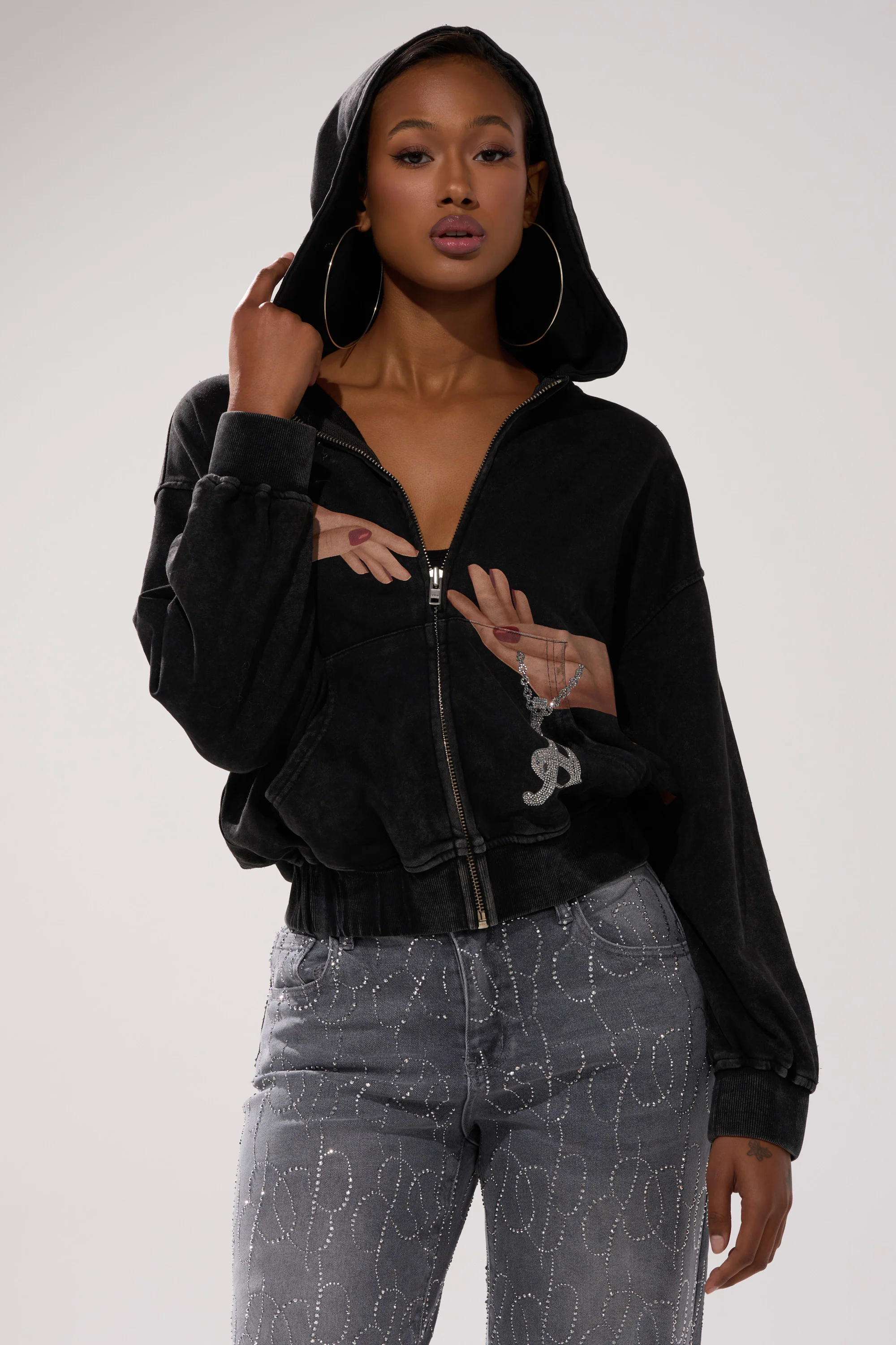 GRAB MY HAND ZIP UP SWEATSHIRT - Image 2
