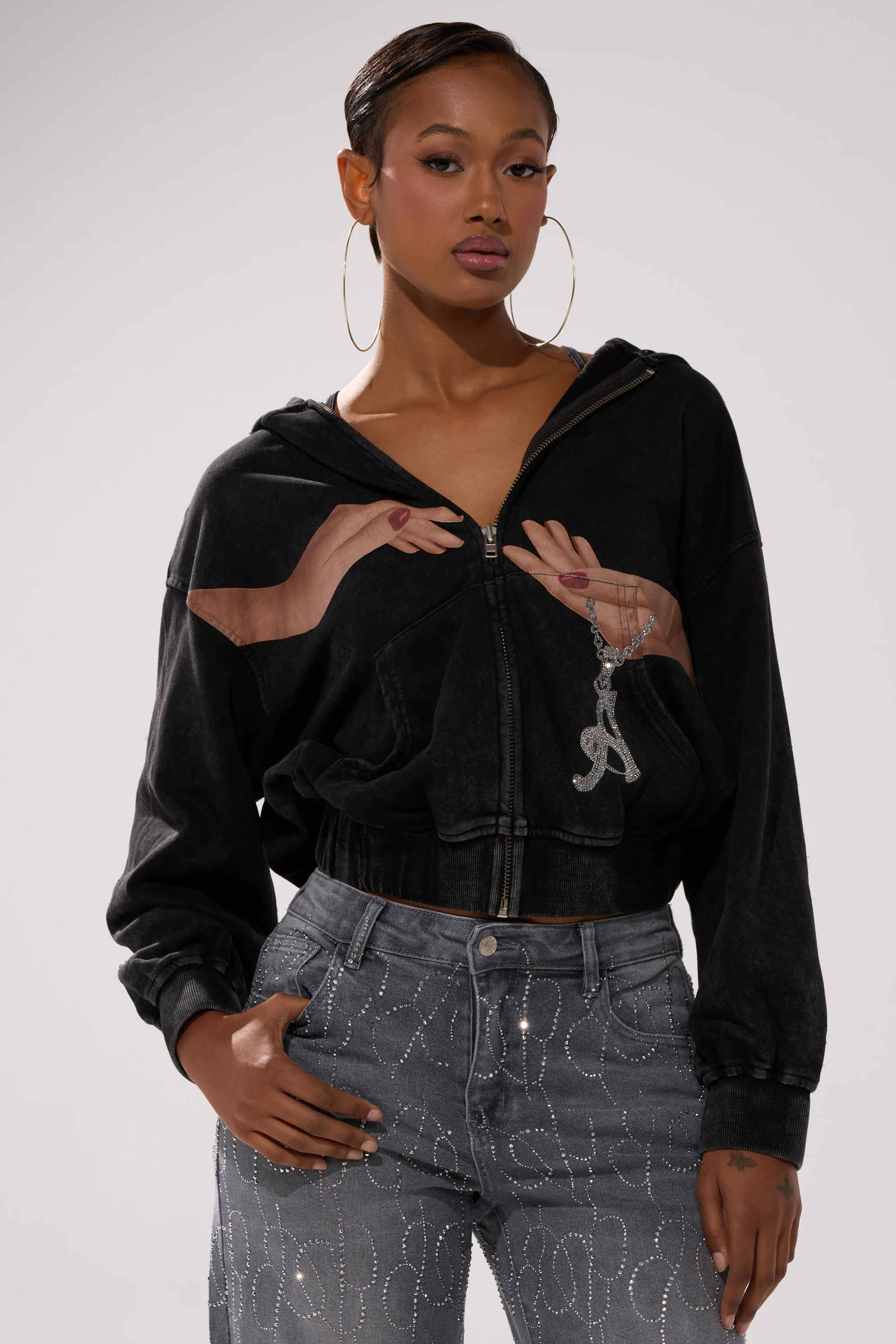 GRAB MY HAND ZIP UP SWEATSHIRT - Image 3