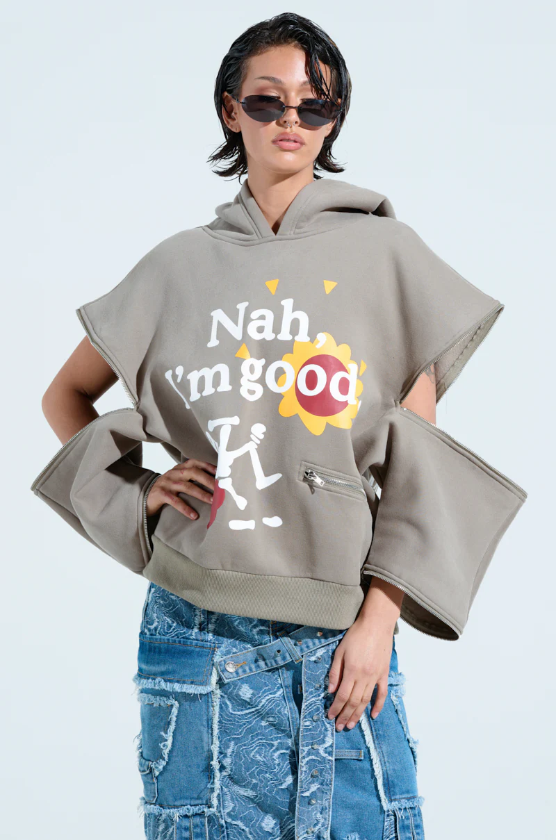 GRATEFUL OVERSIZED ZIPPER SLEEVE HOODIE - Image 2