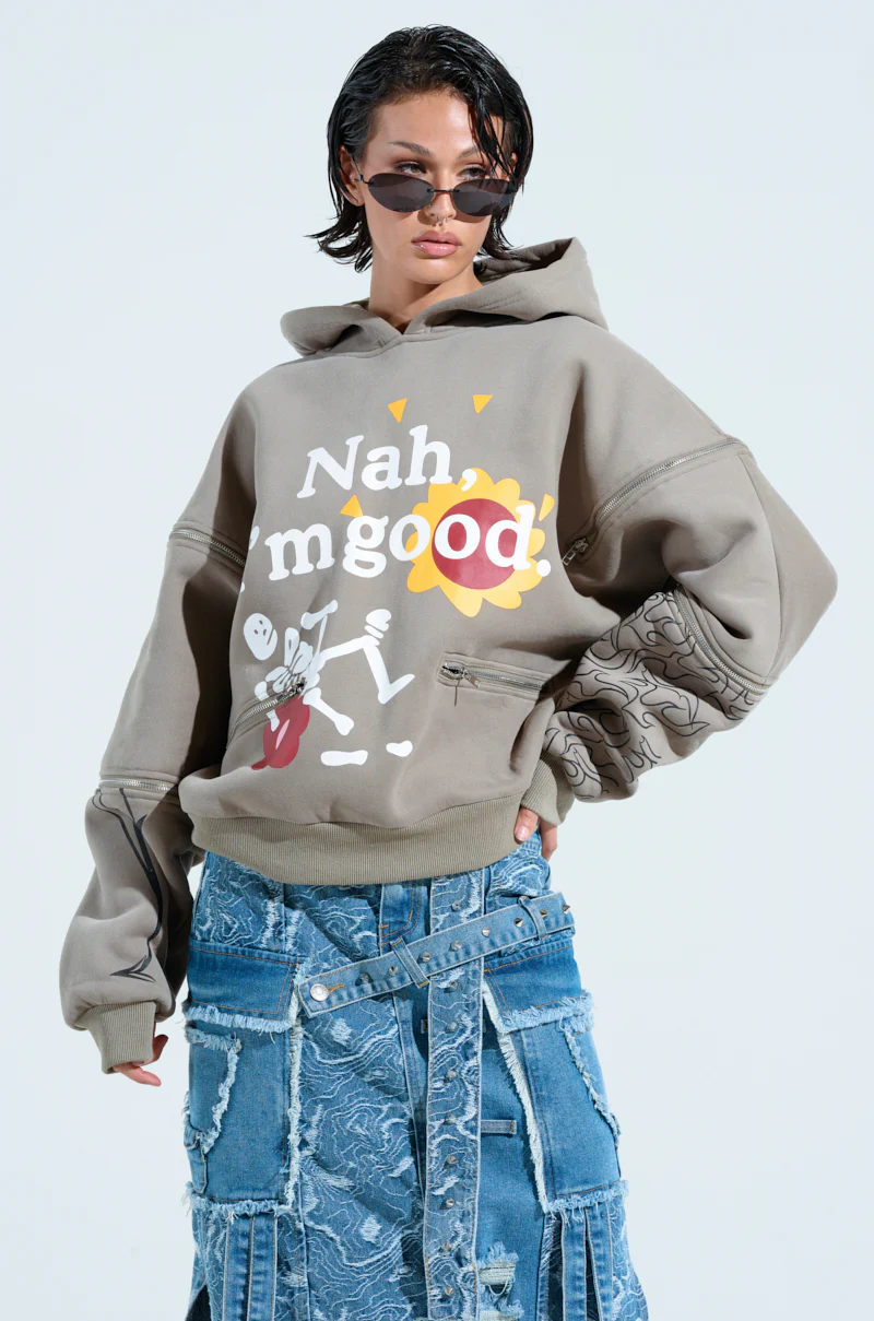 GRATEFUL OVERSIZED ZIPPER SLEEVE HOODIE - Image 4