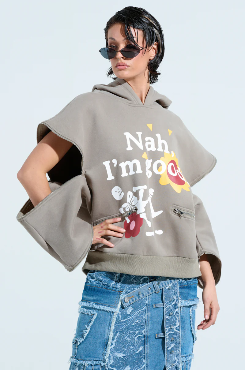 GRATEFUL OVERSIZED ZIPPER SLEEVE HOODIE - Image 5