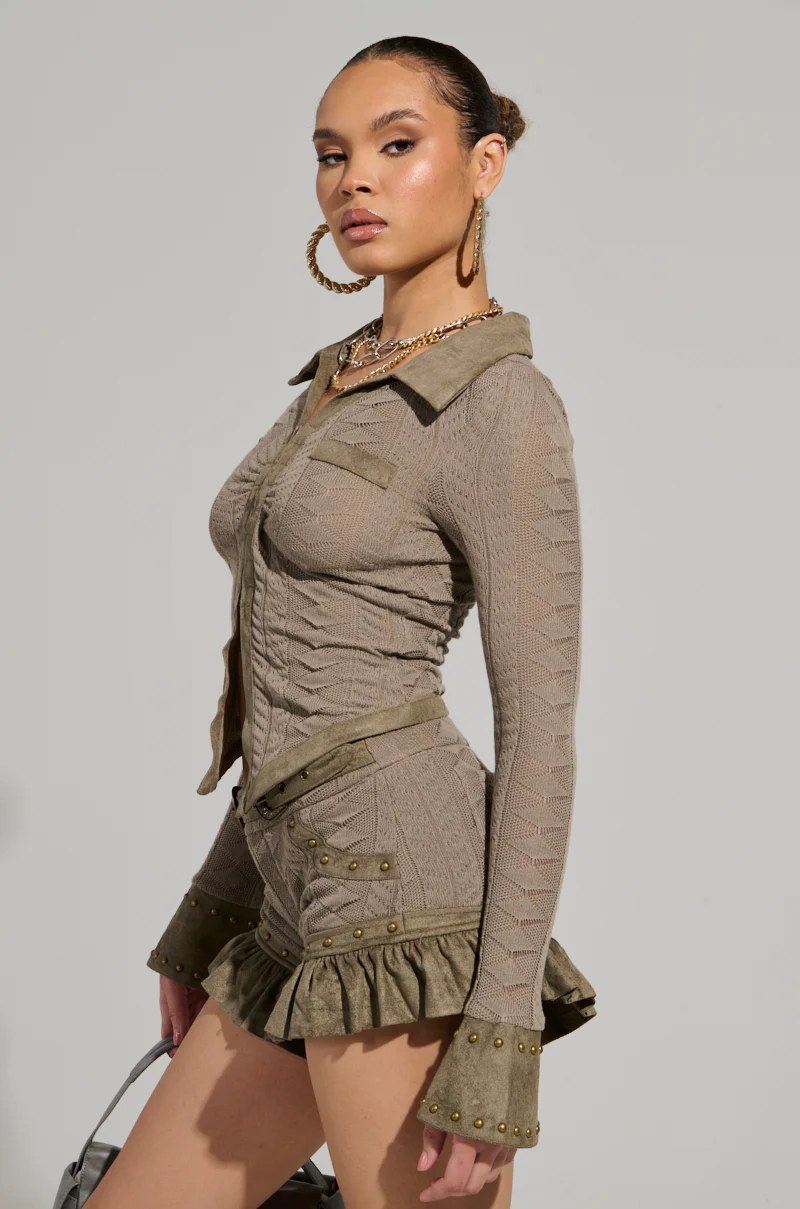 GREEK GODDESS COLLARED KNIT BLOUSE - Image 2