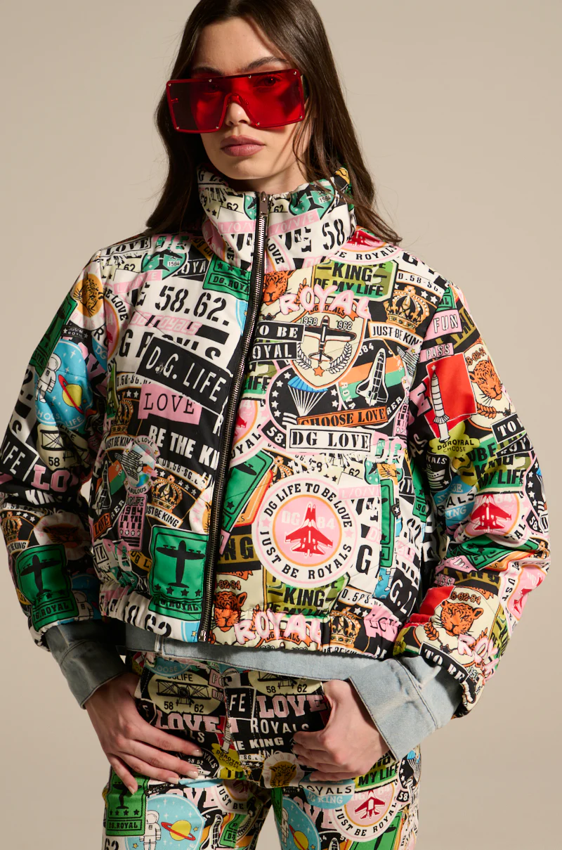 GREEN LIGHT LAYERED GRAPHIC BOMBER - Image 4
