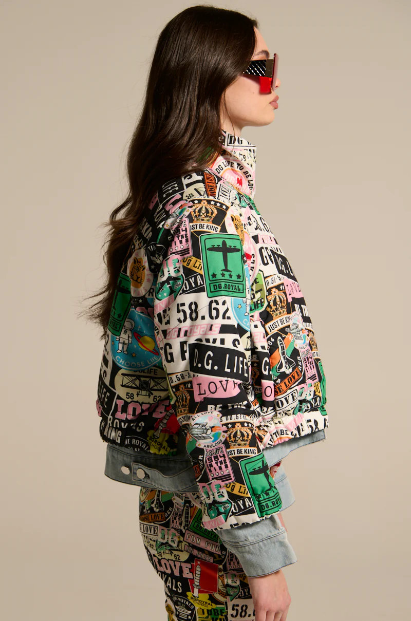 GREEN LIGHT LAYERED GRAPHIC BOMBER - Image 5
