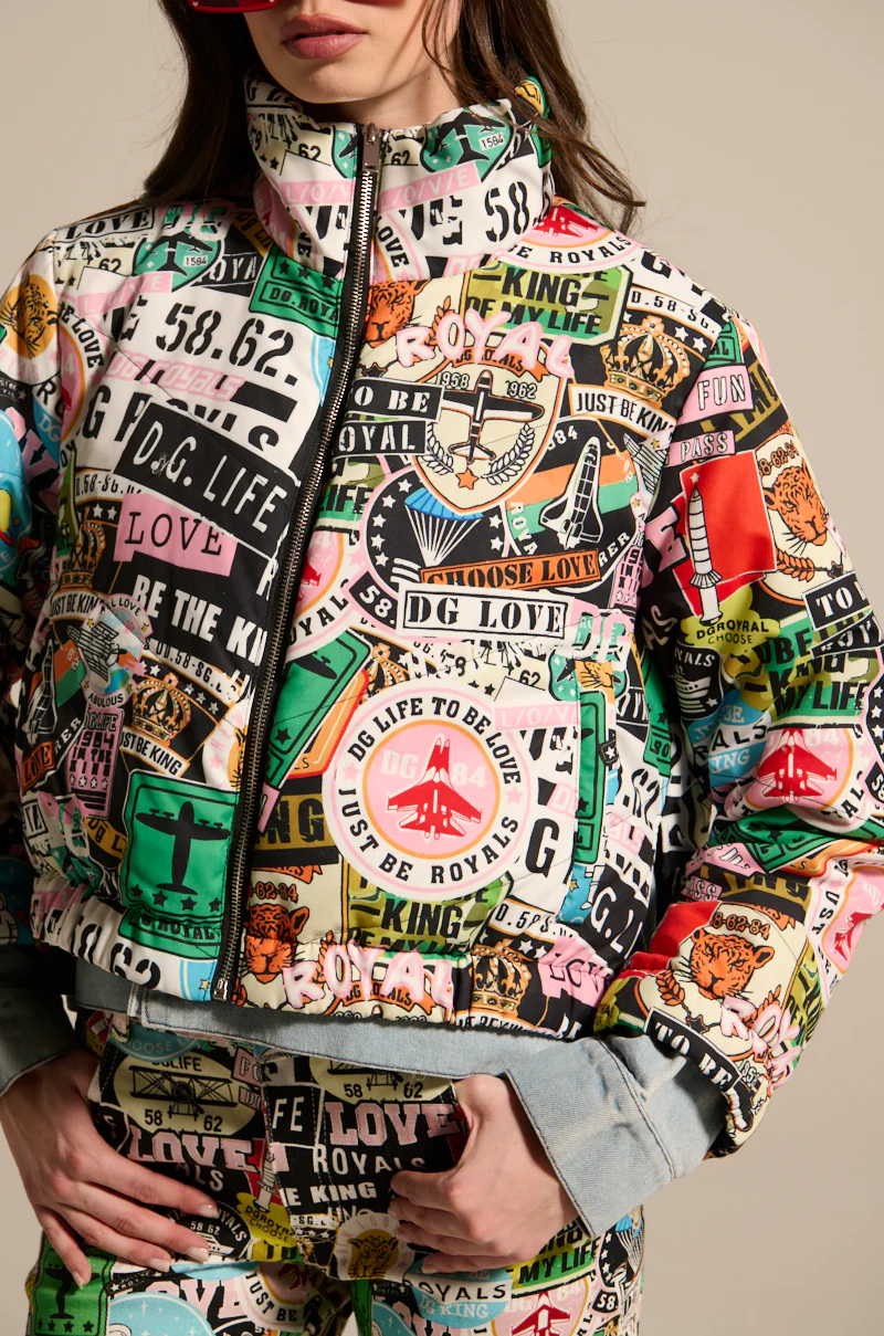 GREEN LIGHT LAYERED GRAPHIC BOMBER - Image 9