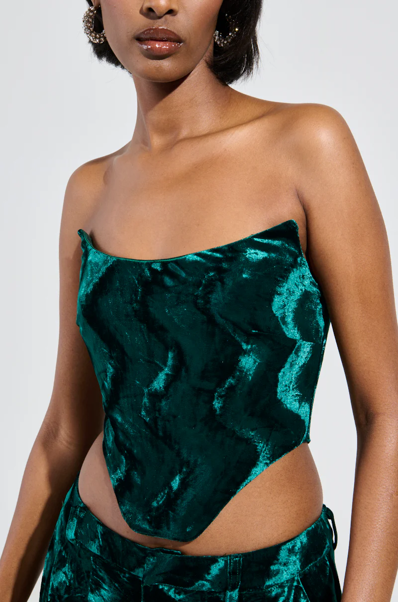 GREEN WITH ENVY VELVET CORSET TOP - Image 8