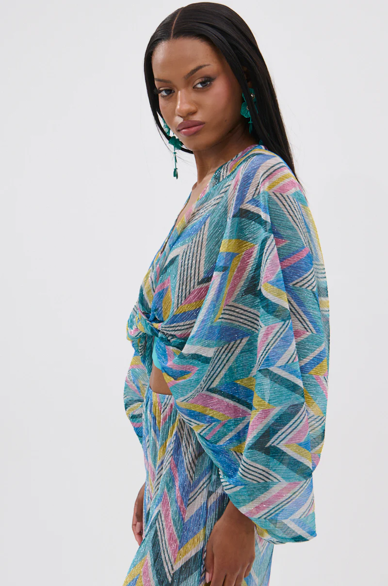 GRISELDA PRINTED CROP LONG SLEEVE TOP - Image 3