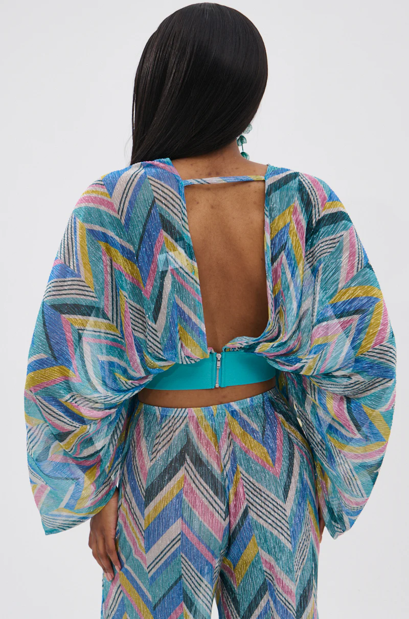 GRISELDA PRINTED CROP LONG SLEEVE TOP - Image 4